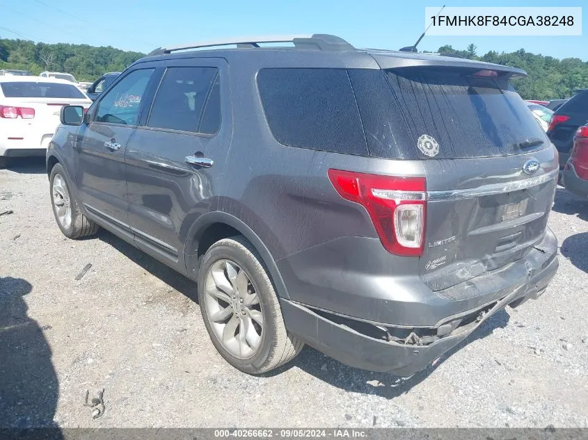 1FMHK8F84CGA38248 2012 Ford Explorer Limited