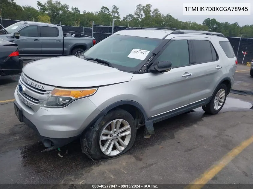 2012 Ford Explorer Xlt VIN: 1FMHK7D8XCGA78945 Lot: 40277047