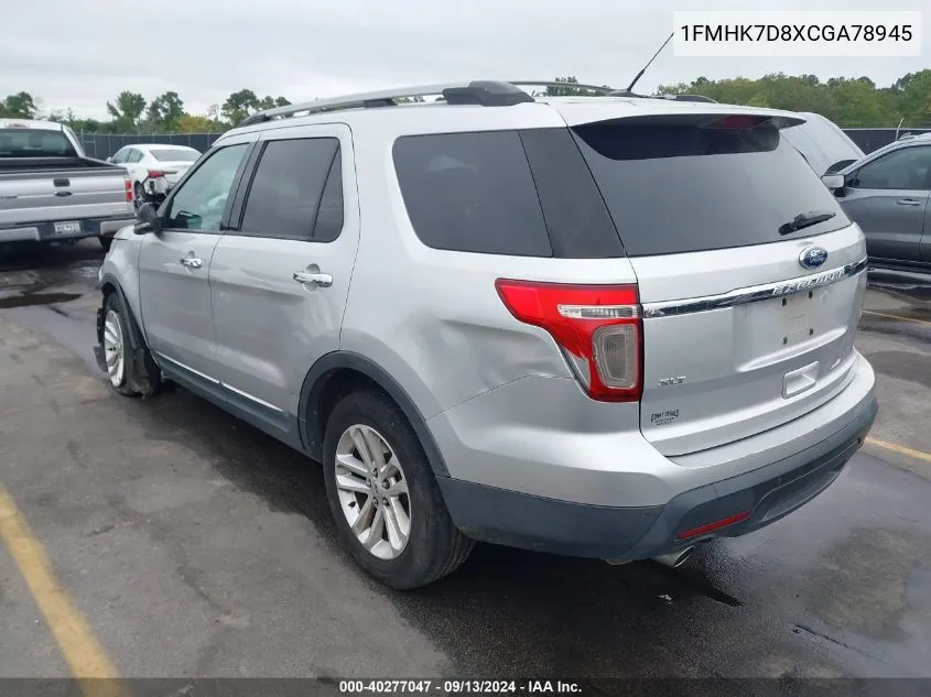 2012 Ford Explorer Xlt VIN: 1FMHK7D8XCGA78945 Lot: 40277047