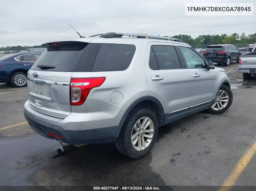 2012 Ford Explorer Xlt VIN: 1FMHK7D8XCGA78945 Lot: 40277047