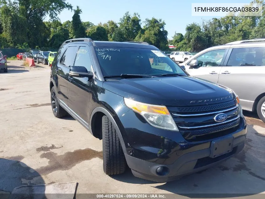 1FMHK8F86CGA03839 2012 Ford Explorer Limited