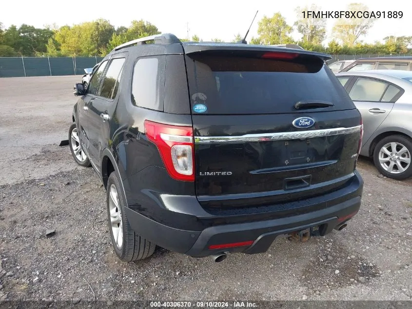 2012 Ford Explorer Limited VIN: 1FMHK8F8XCGA91889 Lot: 40306370