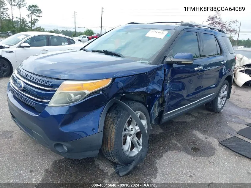 1FMHK8F88CGA64089 2012 Ford Explorer Limited