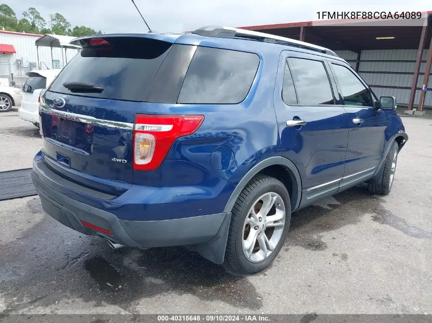 1FMHK8F88CGA64089 2012 Ford Explorer Limited