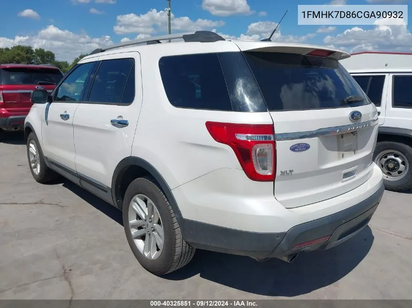 2012 Ford Explorer Xlt VIN: 1FMHK7D86CGA90932 Lot: 40325851