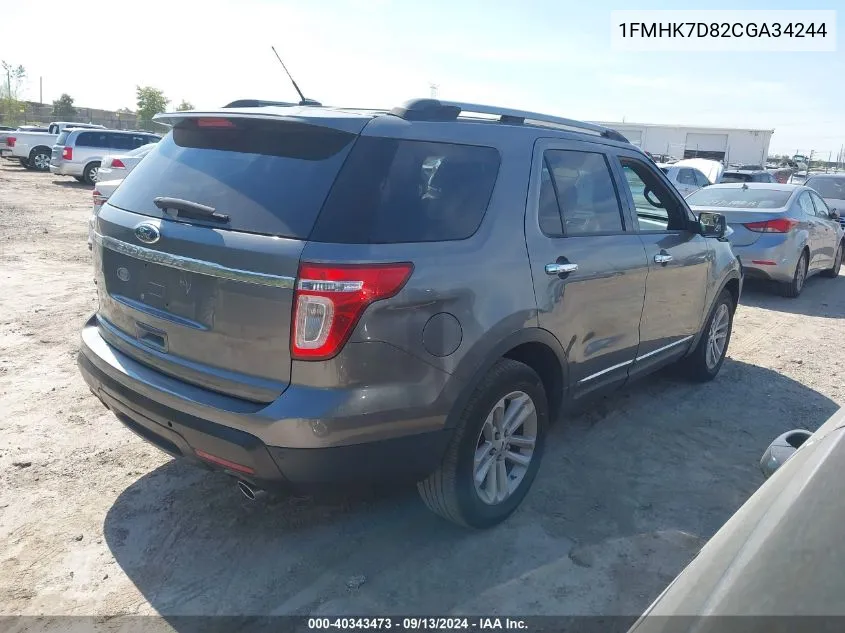 2012 Ford Explorer Xlt VIN: 1FMHK7D82CGA34244 Lot: 40343473