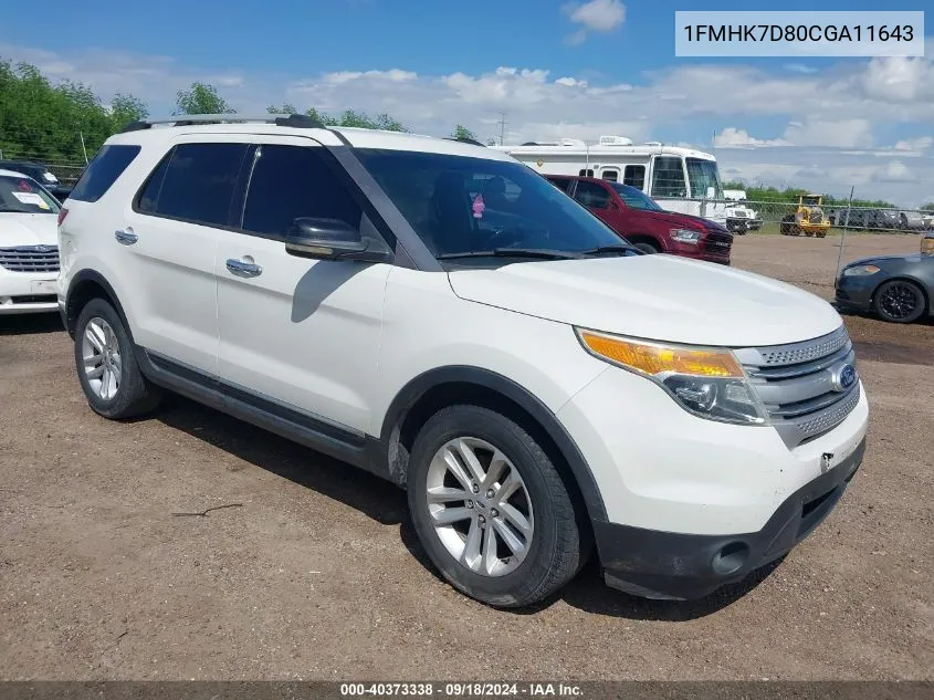 2012 Ford Explorer Xlt VIN: 1FMHK7D80CGA11643 Lot: 40373338