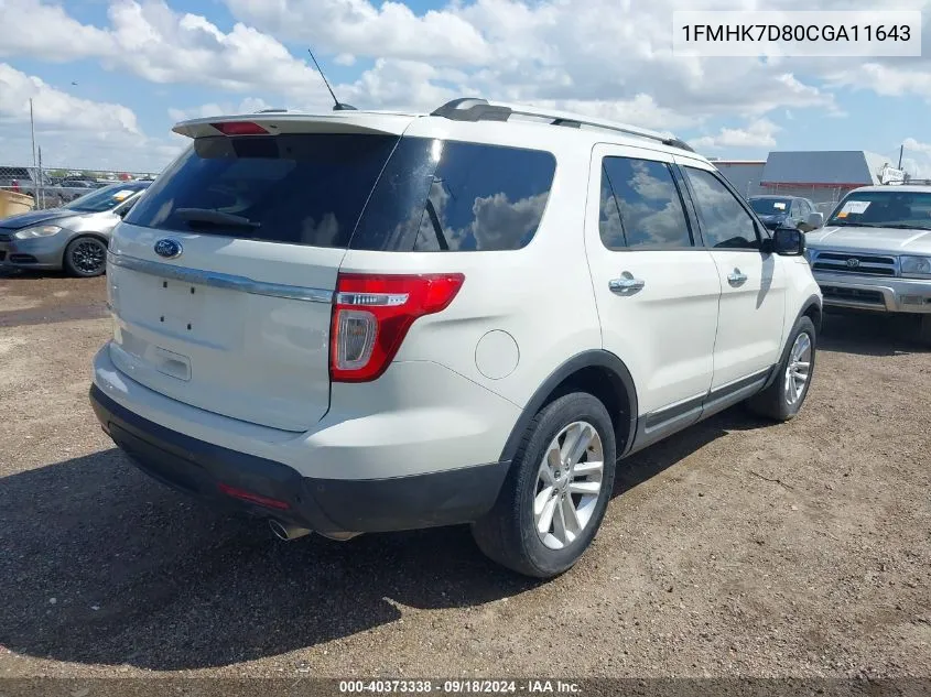 2012 Ford Explorer Xlt VIN: 1FMHK7D80CGA11643 Lot: 40373338