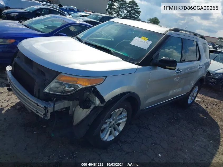 2012 Ford Explorer Xlt VIN: 1FMHK7D86CGA09265 Lot: 40481232