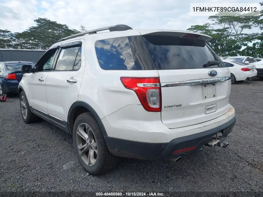 2012 Ford Explorer Limited VIN: 1FMHK7F89CGA84412 Lot: 40488560