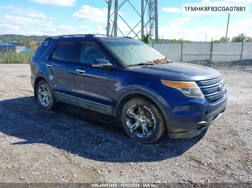 2012 Ford Explorer Limited VIN: 1FMHK8F83CGA07881 Lot: 40491450