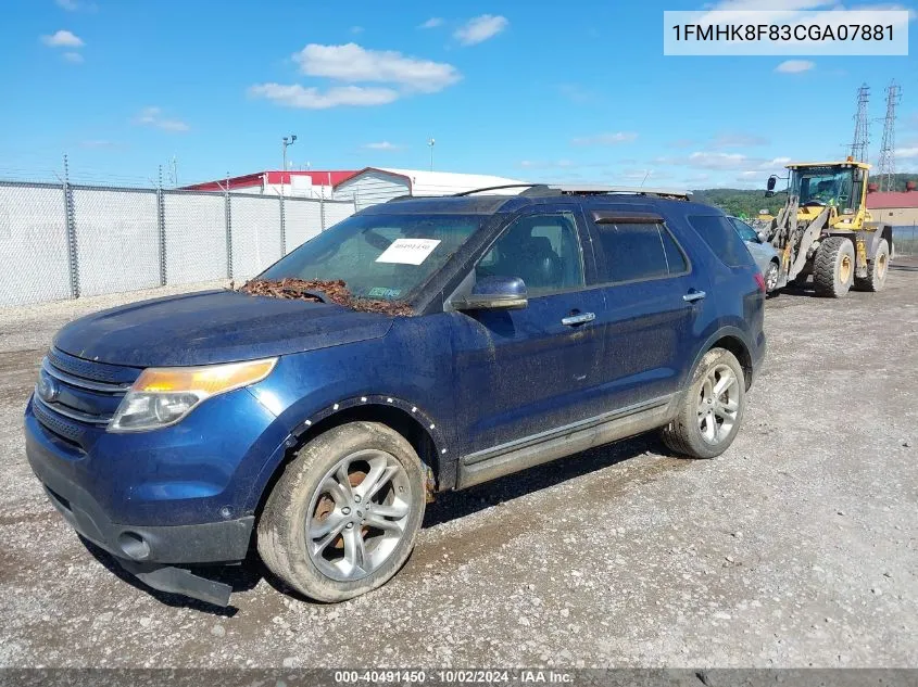 2012 Ford Explorer Limited VIN: 1FMHK8F83CGA07881 Lot: 40491450