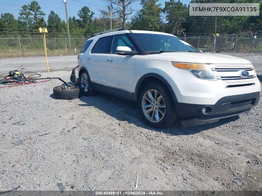 2012 Ford Explorer Limited VIN: 1FMHK7F9XCGA91135 Lot: 40499151