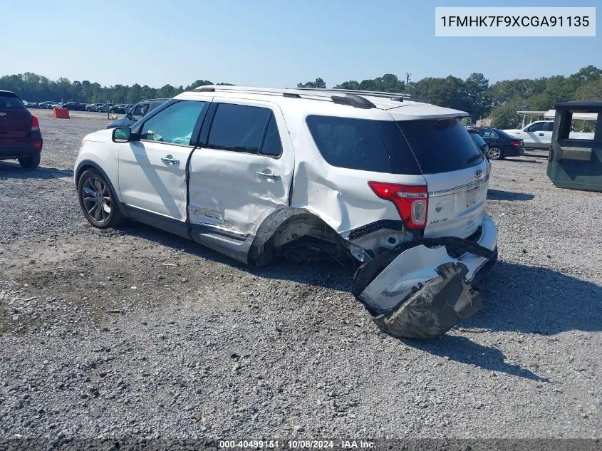 2012 Ford Explorer Limited VIN: 1FMHK7F9XCGA91135 Lot: 40499151