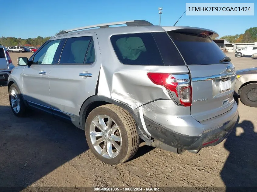 2012 Ford Explorer Limited VIN: 1FMHK7F97CGA01424 Lot: 40501335