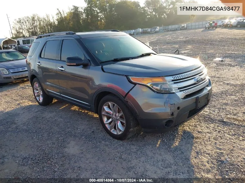 2012 Ford Explorer Xlt VIN: 1FMHK7D84CGA98477 Lot: 40514864