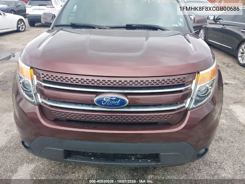 2012 Ford Explorer Limited VIN: 1FMHK8F8XCGB00686 Lot: 40530028