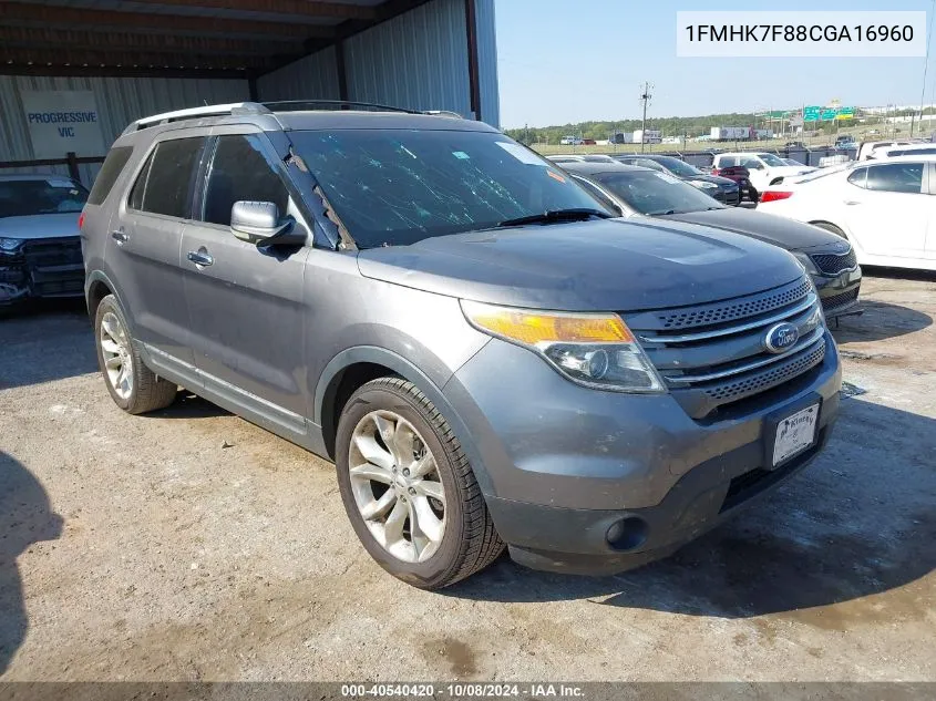 2012 Ford Explorer Limited VIN: 1FMHK7F88CGA16960 Lot: 40540420