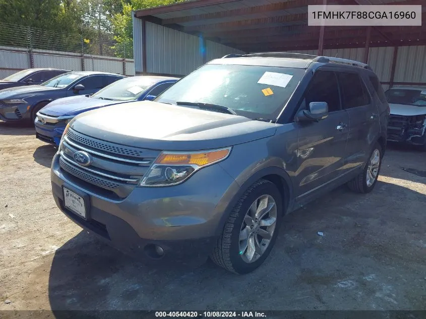 2012 Ford Explorer Limited VIN: 1FMHK7F88CGA16960 Lot: 40540420