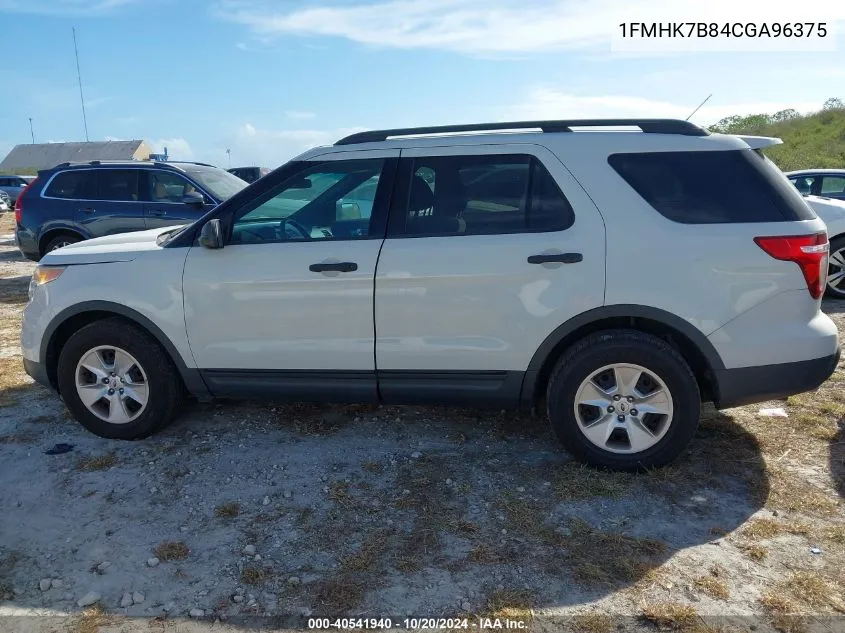 2012 Ford Explorer VIN: 1FMHK7B84CGA96375 Lot: 40541940