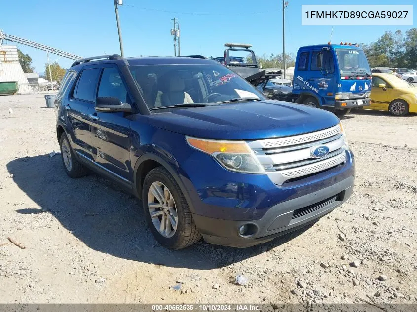 2012 Ford Explorer Xlt VIN: 1FMHK7D89CGA59027 Lot: 40552535