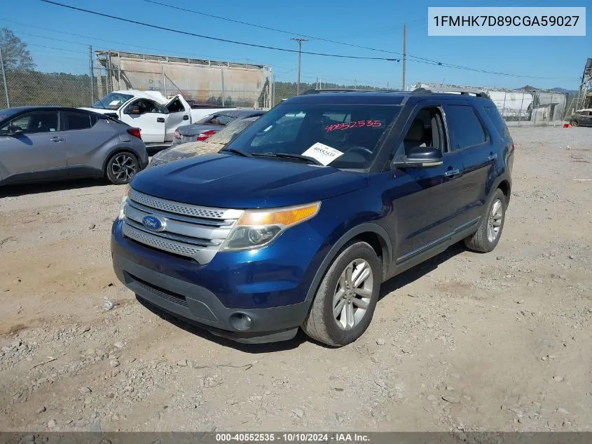 2012 Ford Explorer Xlt VIN: 1FMHK7D89CGA59027 Lot: 40552535