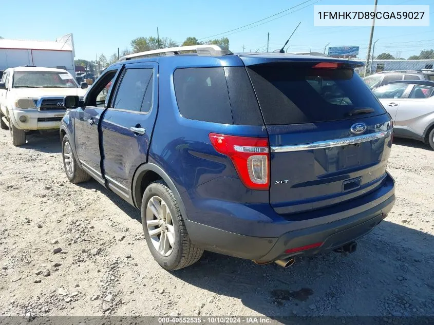 2012 Ford Explorer Xlt VIN: 1FMHK7D89CGA59027 Lot: 40552535