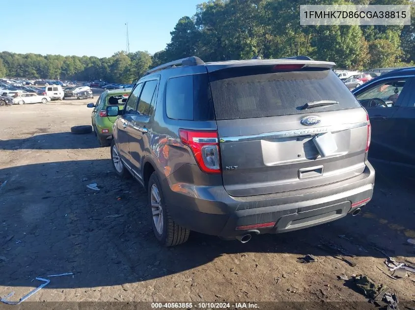 2012 Ford Explorer Xlt VIN: 1FMHK7D86CGA38815 Lot: 40563855