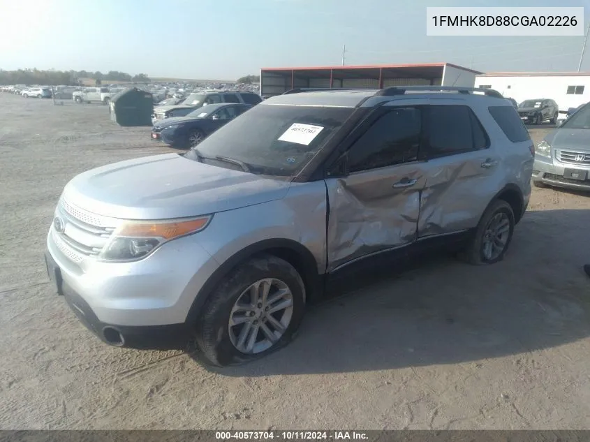 2012 Ford Explorer Xlt VIN: 1FMHK8D88CGA02226 Lot: 40573704