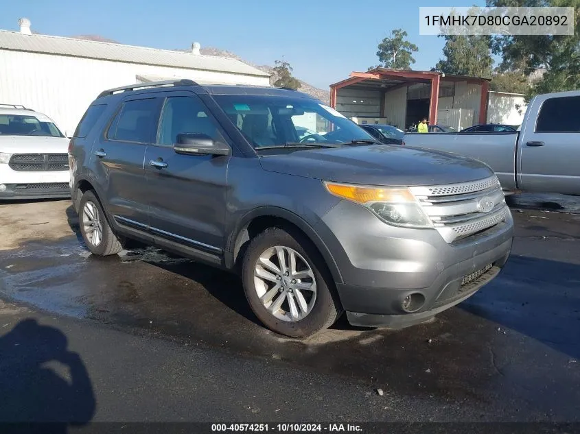 2012 Ford Explorer Xlt VIN: 1FMHK7D80CGA20892 Lot: 40574251