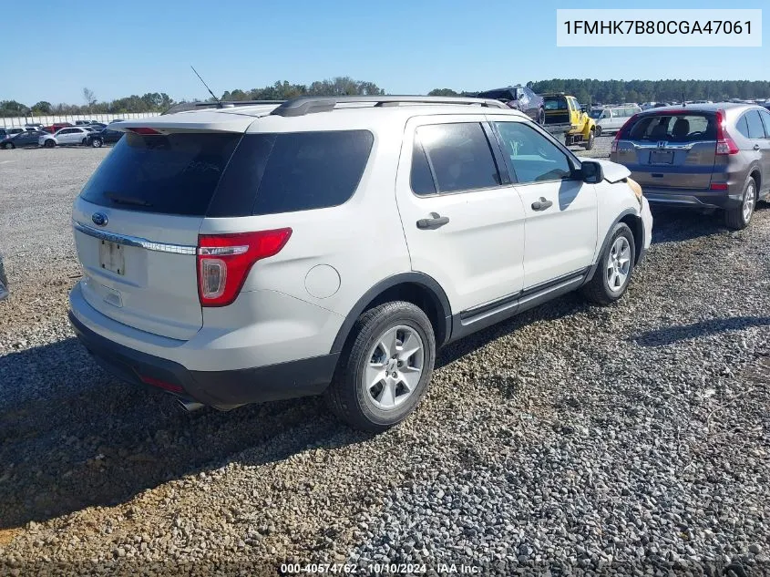 2012 Ford Explorer VIN: 1FMHK7B80CGA47061 Lot: 40574762