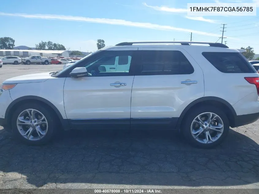 2012 Ford Explorer Limited VIN: 1FMHK7F87CGA56785 Lot: 40578008