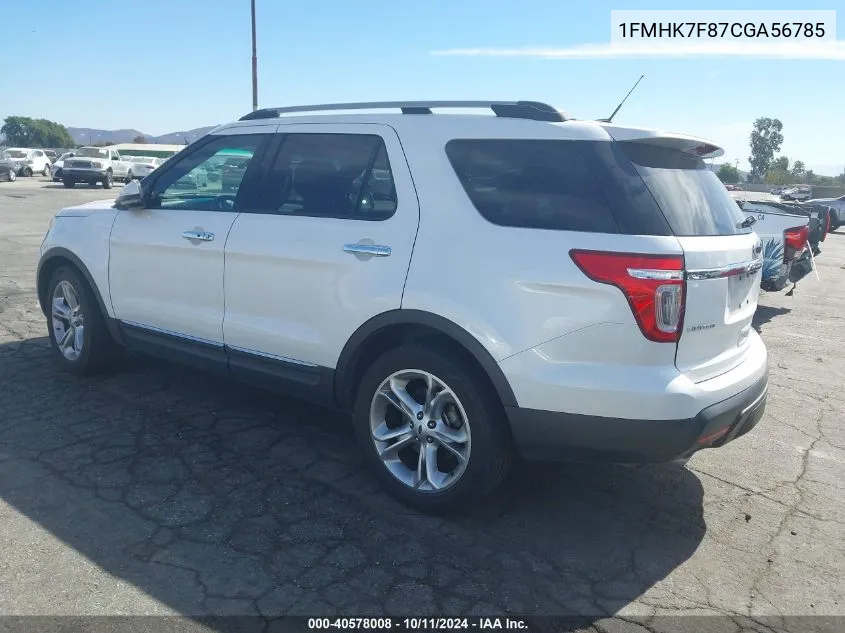 2012 Ford Explorer Limited VIN: 1FMHK7F87CGA56785 Lot: 40578008