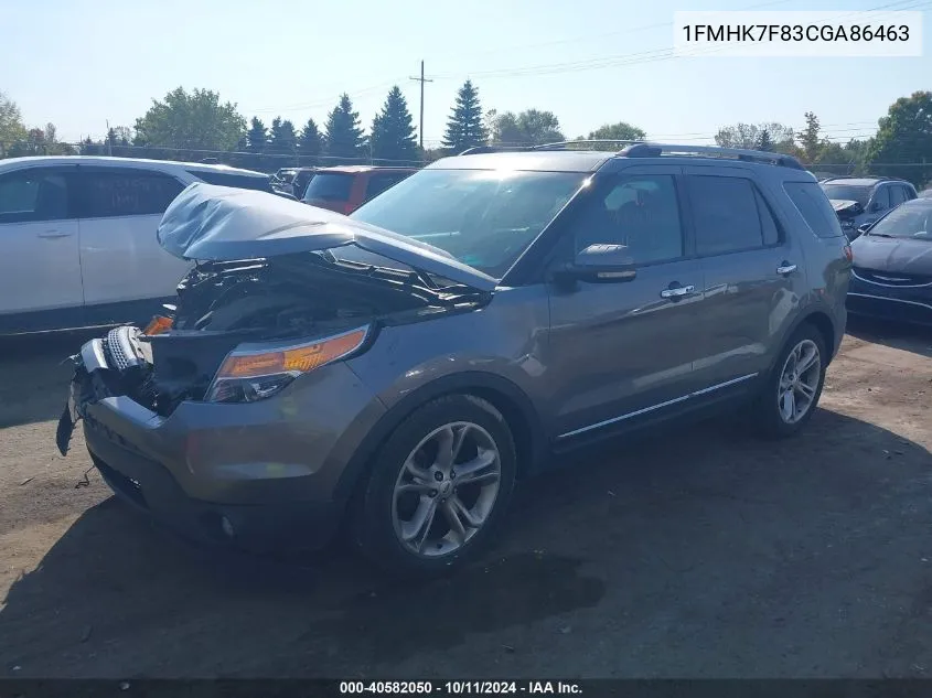 2012 Ford Explorer Limited VIN: 1FMHK7F83CGA86463 Lot: 40582050