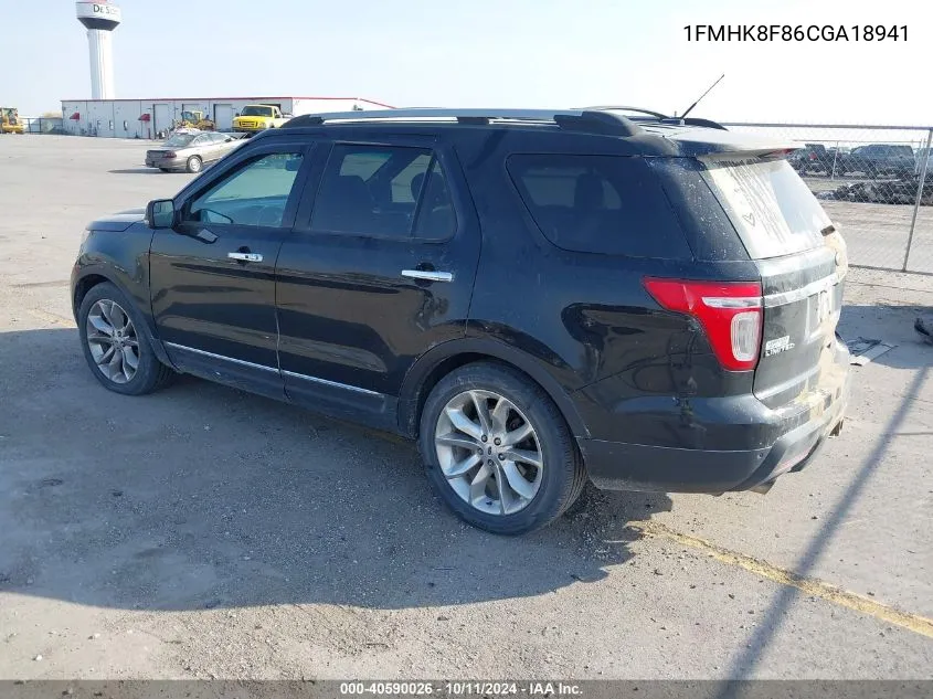 2012 Ford Explorer Limited VIN: 1FMHK8F86CGA18941 Lot: 40590026