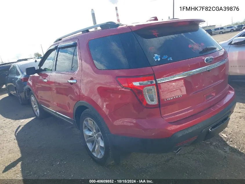 2012 Ford Explorer Limited VIN: 1FMHK7F82CGA39876 Lot: 40609852