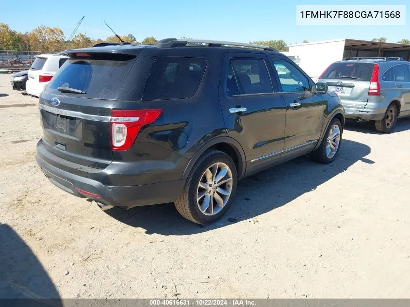 2012 Ford Explorer Limited VIN: 1FMHK7F88CGA71568 Lot: 40616631