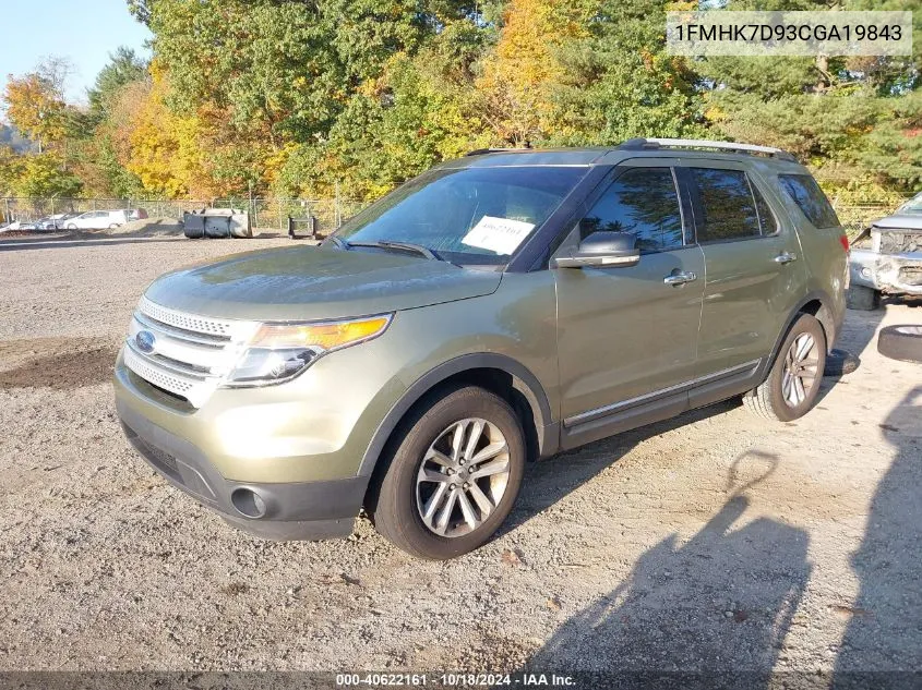 2012 Ford Explorer Xlt VIN: 1FMHK7D93CGA19843 Lot: 40622161