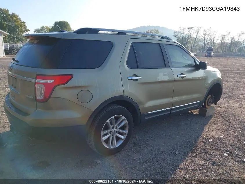 2012 Ford Explorer Xlt VIN: 1FMHK7D93CGA19843 Lot: 40622161