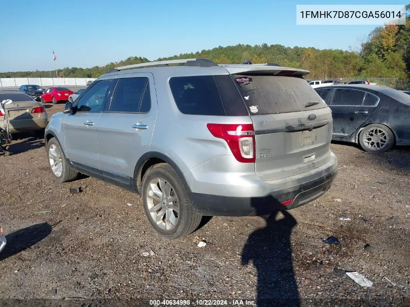 2012 Ford Explorer Xlt VIN: 1FMHK7D87CGA56014 Lot: 40634998