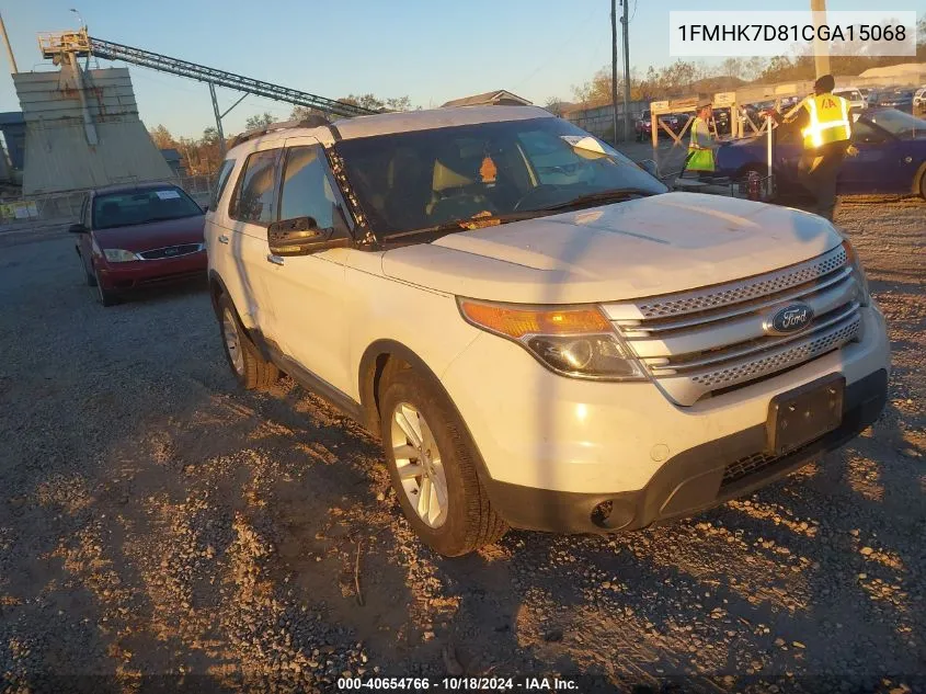 2012 Ford Explorer Xlt VIN: 1FMHK7D81CGA15068 Lot: 40654766