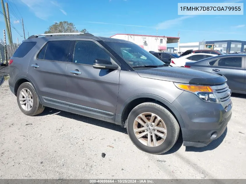 2012 Ford Explorer Xlt VIN: 1FMHK7D87CGA79955 Lot: 40698664