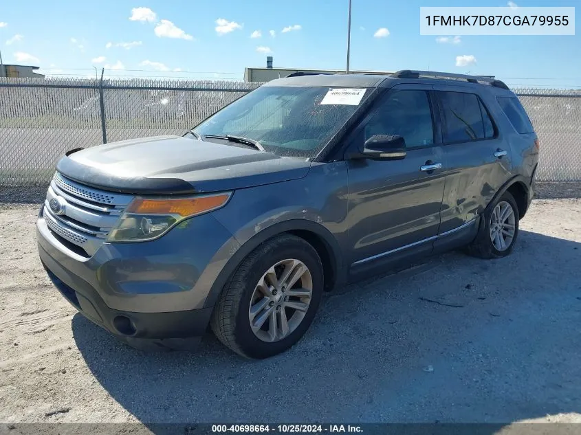 2012 Ford Explorer Xlt VIN: 1FMHK7D87CGA79955 Lot: 40698664