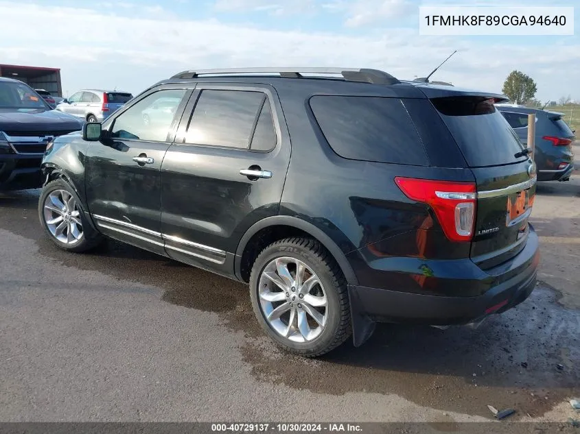 2012 Ford Explorer Limited VIN: 1FMHK8F89CGA94640 Lot: 40729137