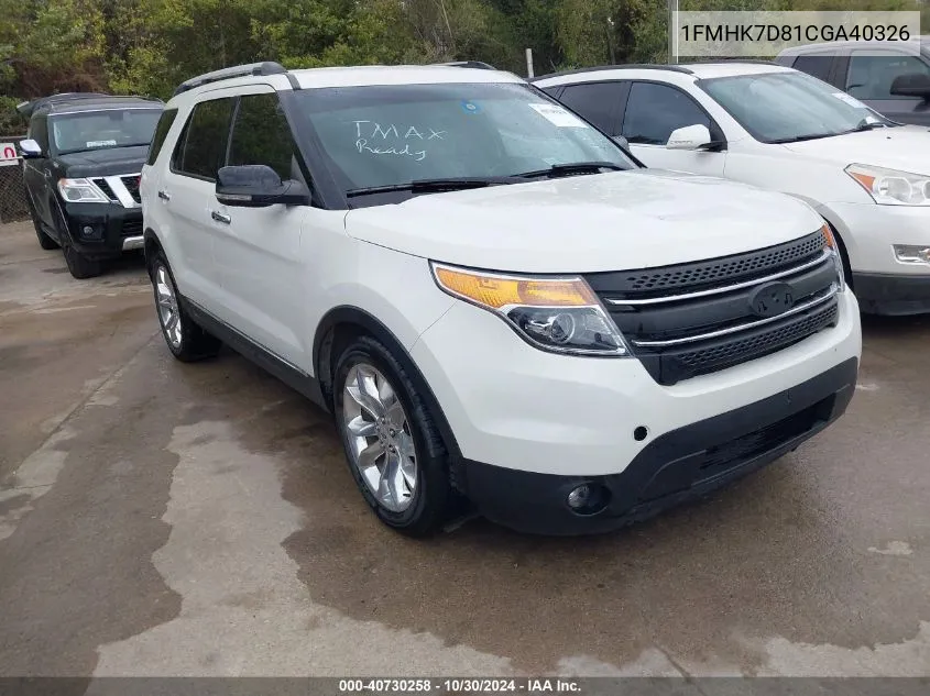 1FMHK7D81CGA40326 2012 Ford Explorer Xlt