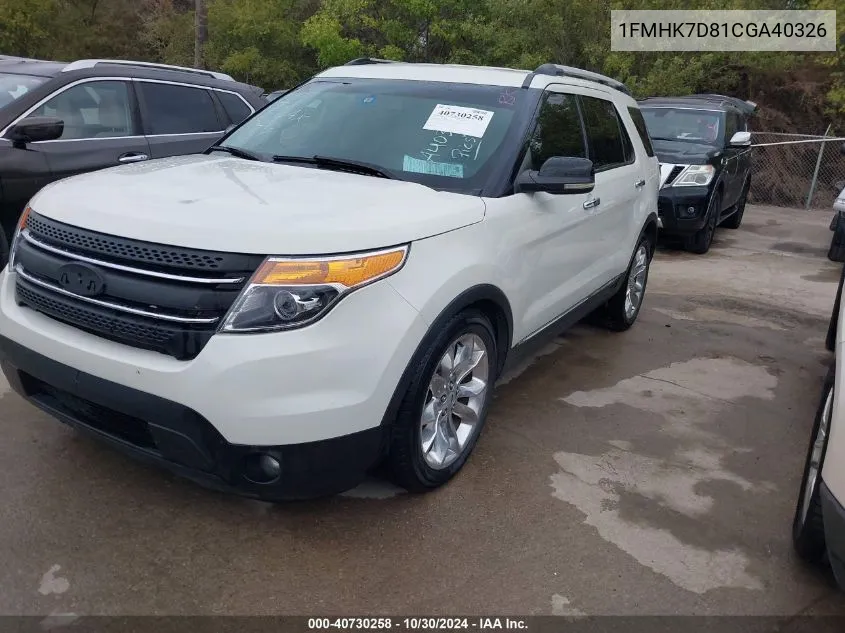 1FMHK7D81CGA40326 2012 Ford Explorer Xlt