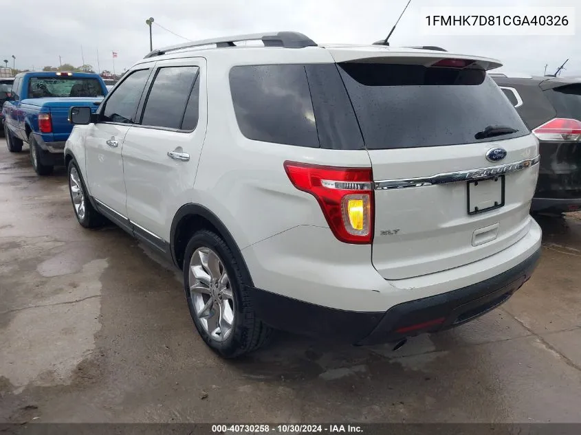 1FMHK7D81CGA40326 2012 Ford Explorer Xlt