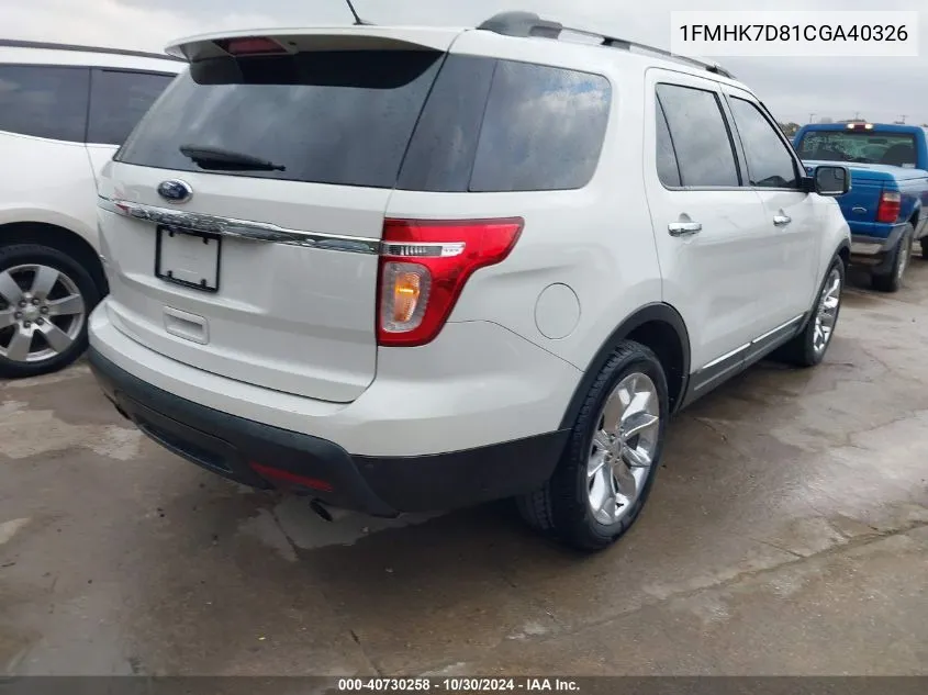 1FMHK7D81CGA40326 2012 Ford Explorer Xlt