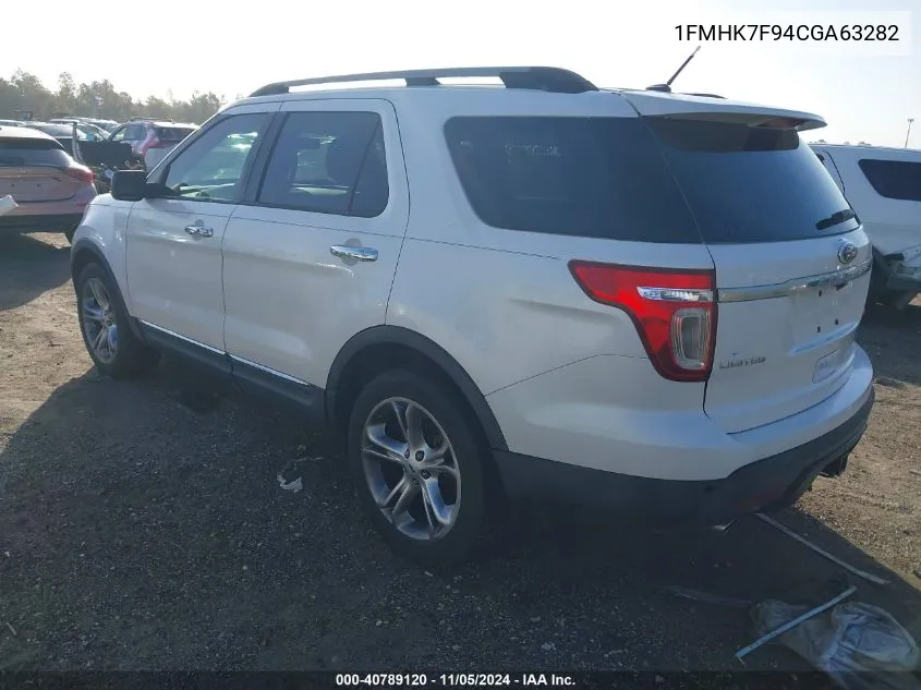 2012 Ford Explorer Limited VIN: 1FMHK7F94CGA63282 Lot: 40789120