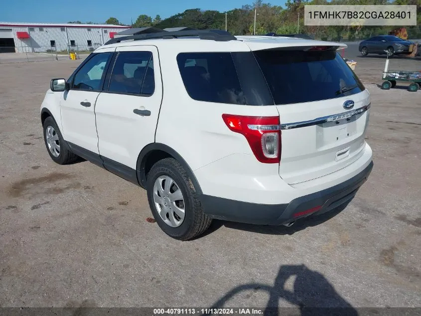 2012 Ford Explorer VIN: 1FMHK7B82CGA28401 Lot: 40791113